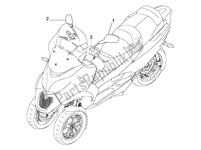 Tutte le parti per il Specchio / I Di Guida del Piaggio MP3 300 LT Business Sport ABS 2014
