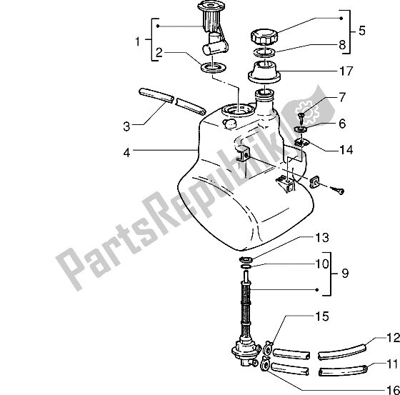 Tutte le parti per il Serbatoio Di Carburante del Piaggio Sfera RST 125 1995