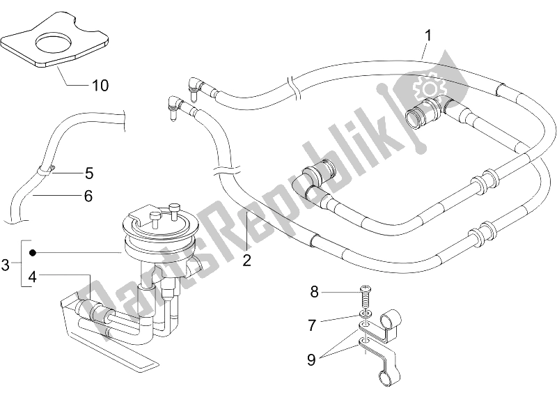 All parts for the Supply System of the Piaggio Beverly 500 IE E3 2006