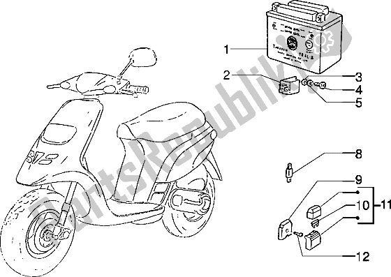 Alle onderdelen voor de Elektrische Apparaten (3) van de Piaggio Typhoon 50 XR 2000