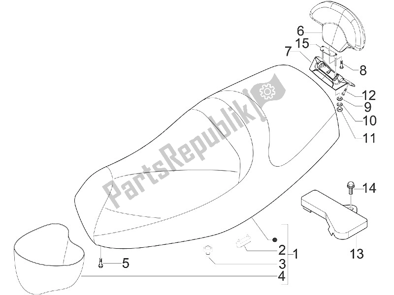 All parts for the Saddle/seats of the Piaggio MP3 300 IE LT Touring 2011