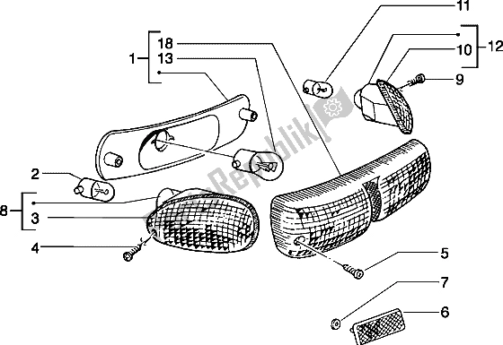 Alle onderdelen voor de Achterlicht van de Piaggio Typhoon 50 1999