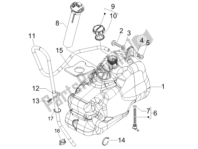 Tutte le parti per il Serbatoio Di Carburante del Piaggio X8 125 Premium Euro 3 UK 2007