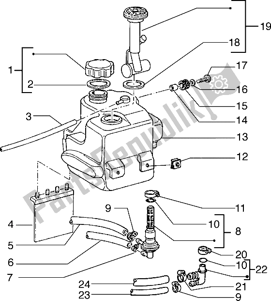 Todas las partes para Depósito De Combustible de Piaggio Typhoon 125 X 2000