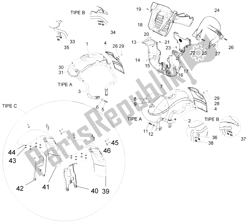 Todas las partes para Carcasa De La Rueda - Guardabarros de Piaggio MP3 250 2006