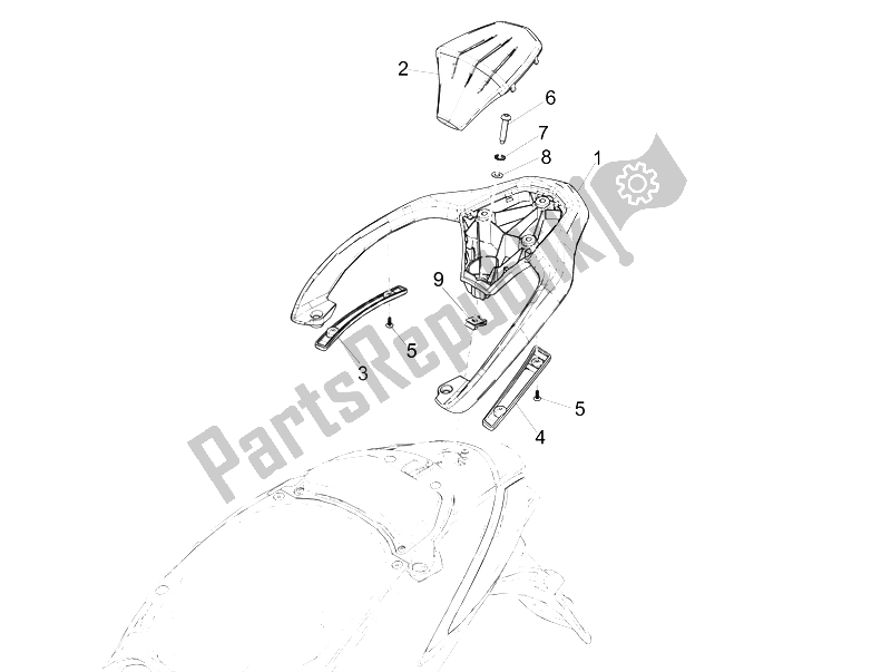 Tutte le parti per il Portapacchi Posteriore del Piaggio Liberty 50 Iget 4T 3V EU 2015