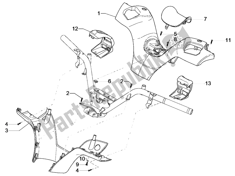 All parts for the Handlebars Coverages of the Piaggio MP3 500 LT Sport 2014