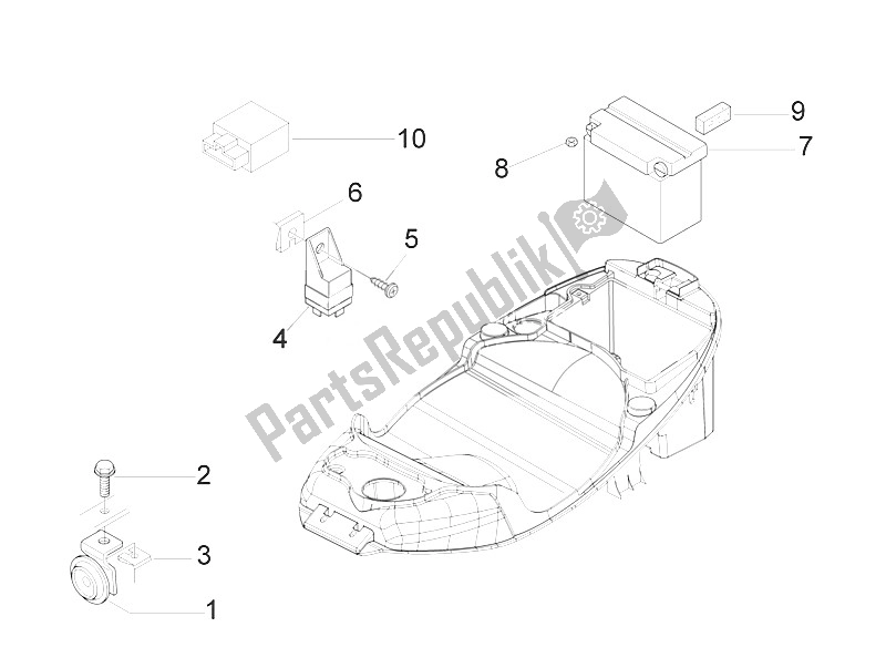 Toutes les pièces pour le Télécommandes - Batterie - Klaxon du Piaggio Liberty 125 4T 2V IE E3 Vietnam 2011