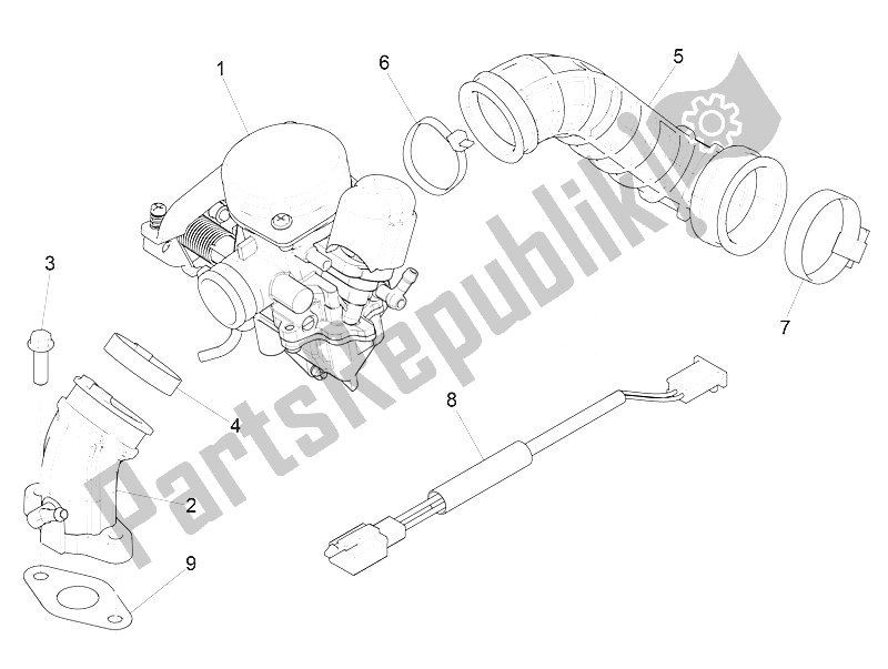 Toutes les pièces pour le Carburateur, Montage - Tuyau Union du Piaggio FLY 50 4T 2V 25 30 KMH 2016