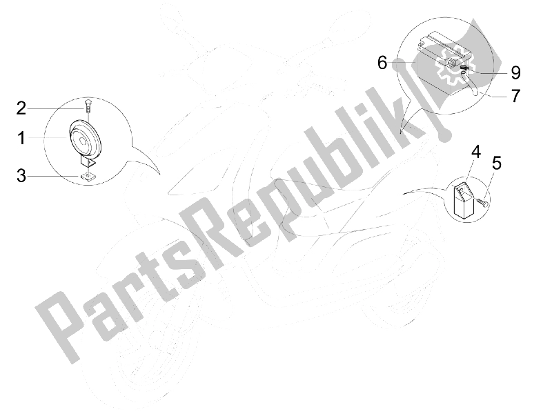 Toutes les pièces pour le Télécommandes - Batterie - Klaxon du Piaggio FLY 50 4T 2006