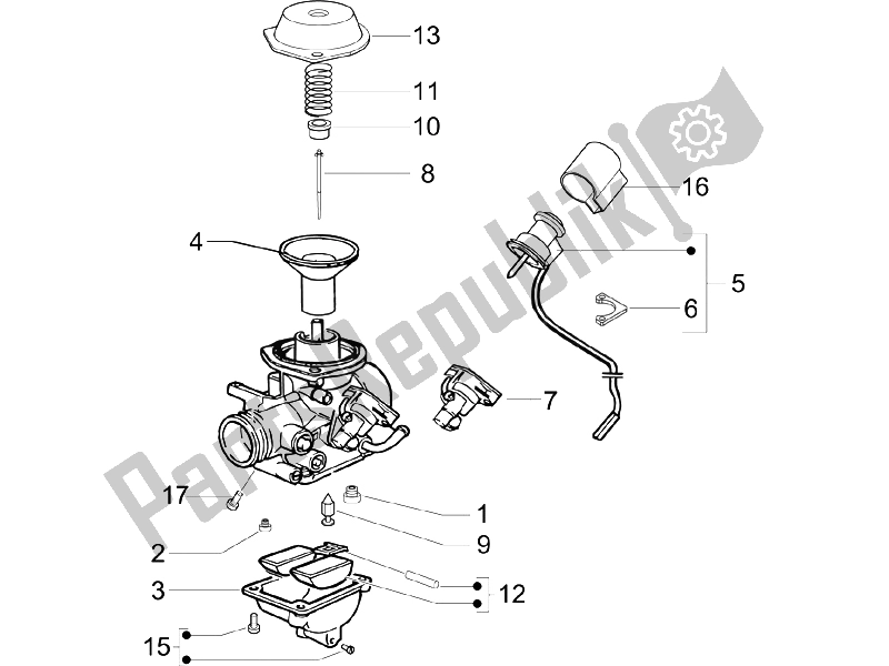 Toutes les pièces pour le Composants Du Carburateur du Piaggio FLY 150 4T 2006