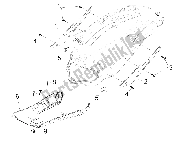 Toutes les pièces pour le Couvercle Latéral - Spoiler du Piaggio Liberty 50 2T 2008