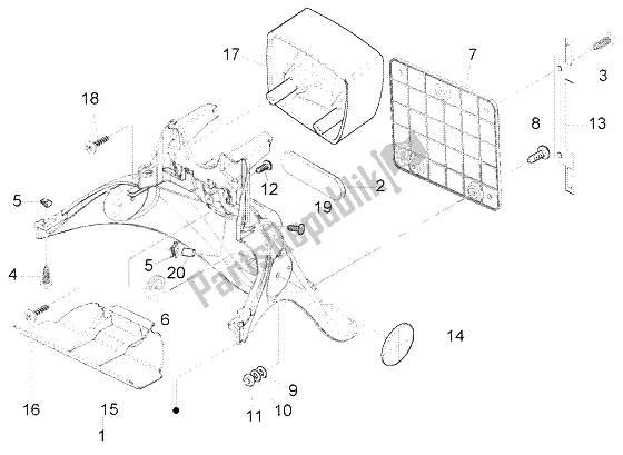 Tutte le parti per il Parafango Posteriore del Piaggio FLY 125 4T 2004