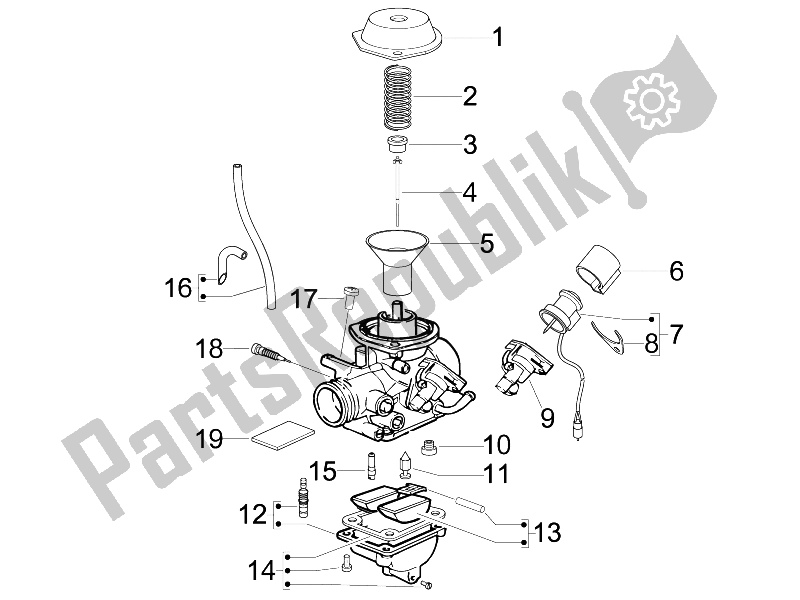 Toutes les pièces pour le Composants Du Carburateur du Piaggio FLY 125 4T E3 2009