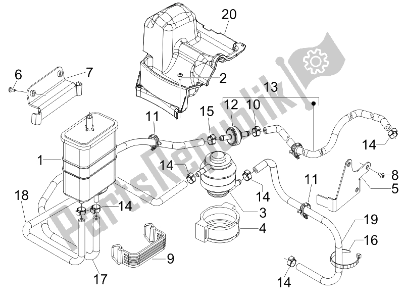 All parts for the Anti-percolation System of the Piaggio BV 500 Tourer USA 2008
