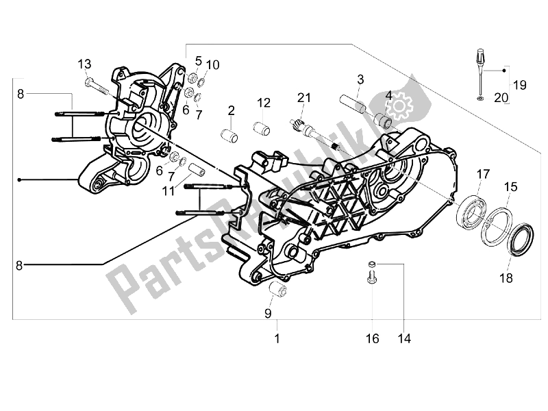 All parts for the Crankcase of the Piaggio Liberty 50 2T MOC 2009