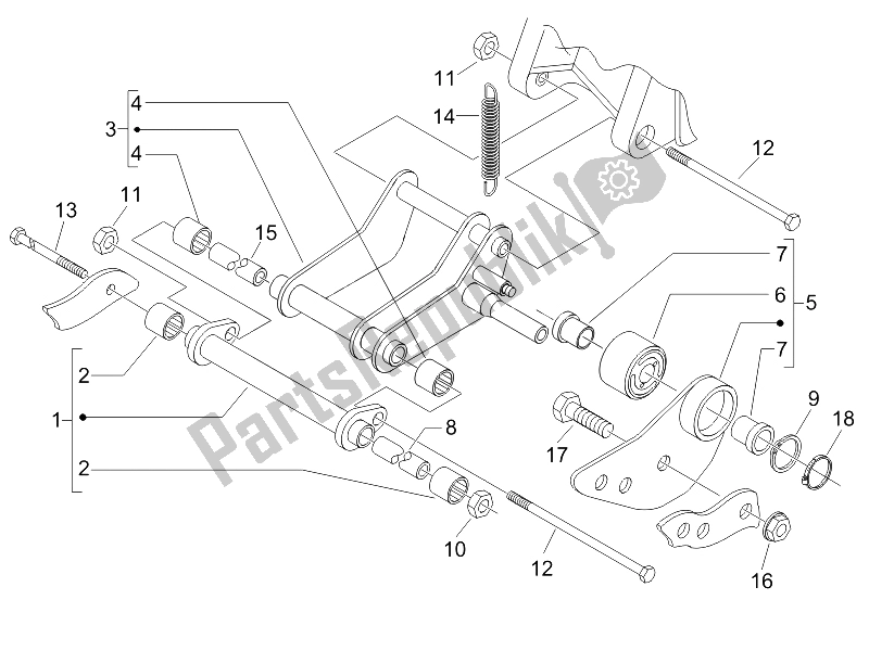 All parts for the Swinging Arm of the Piaggio Liberty 125 4T Sport E3 2006
