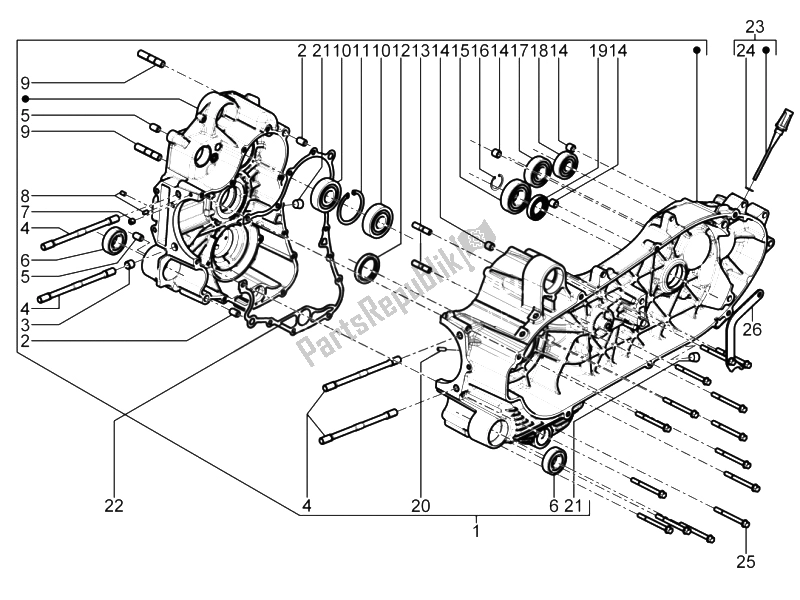 Toutes les pièces pour le Carter du Piaggio X 10 500 4T 4V I E E3 2012