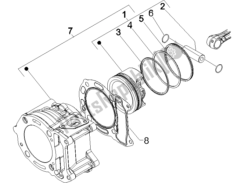 Toutes les pièces pour le Unité Cylindre-piston-axe De Poignet du Piaggio Beverly 125 2005