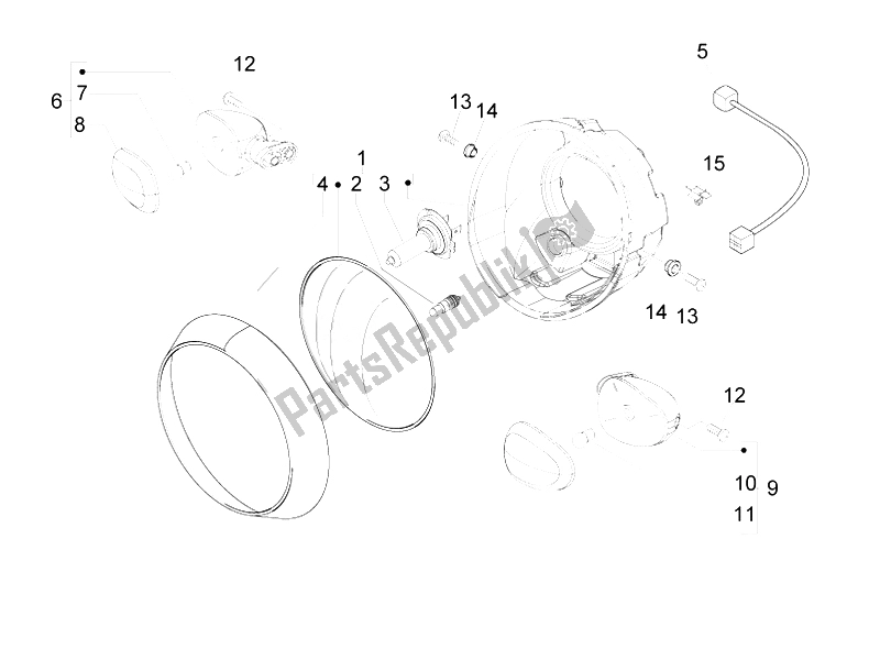 All parts for the Front Headlamps - Turn Signal Lamps of the Piaggio Beverly 500 Cruiser E3 2007