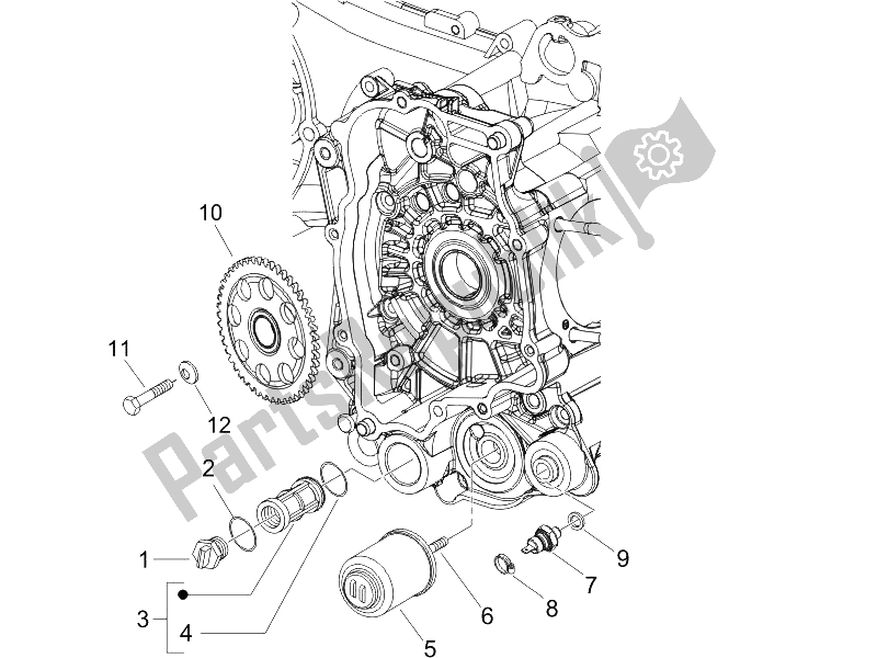 Toutes les pièces pour le Couvercle Magnéto Volant - Filtre à Huile du Piaggio Liberty 125 4T PTT I 2006