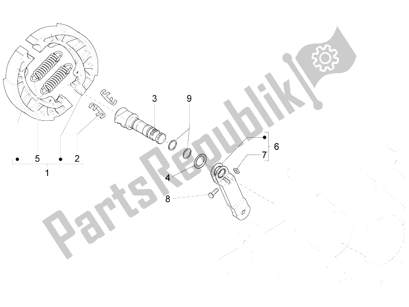 All parts for the Rear Brake - Brake Jaw of the Piaggio Liberty 50 4T PTT 2009