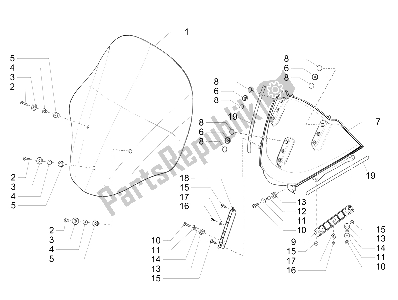 Toutes les pièces pour le Pare-brise - Verre du Piaggio MP3 500 LT Business Emea 2014