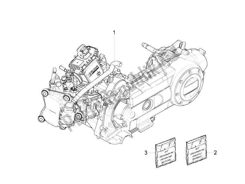 Alle onderdelen voor de Motor Assemblage van de Piaggio FLY 50 4T 4V USA 1 2014