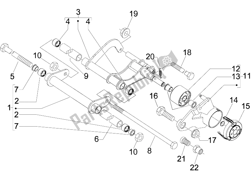 All parts for the Swinging Arm of the Piaggio MP3 300 4T 4V IE LT Ibrido 2010