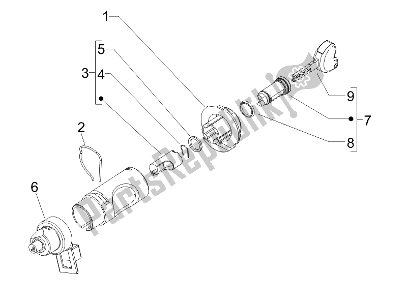 All parts for the Locks of the Piaggio Liberty 150 4T 3V IE LEM Vietnam 2014