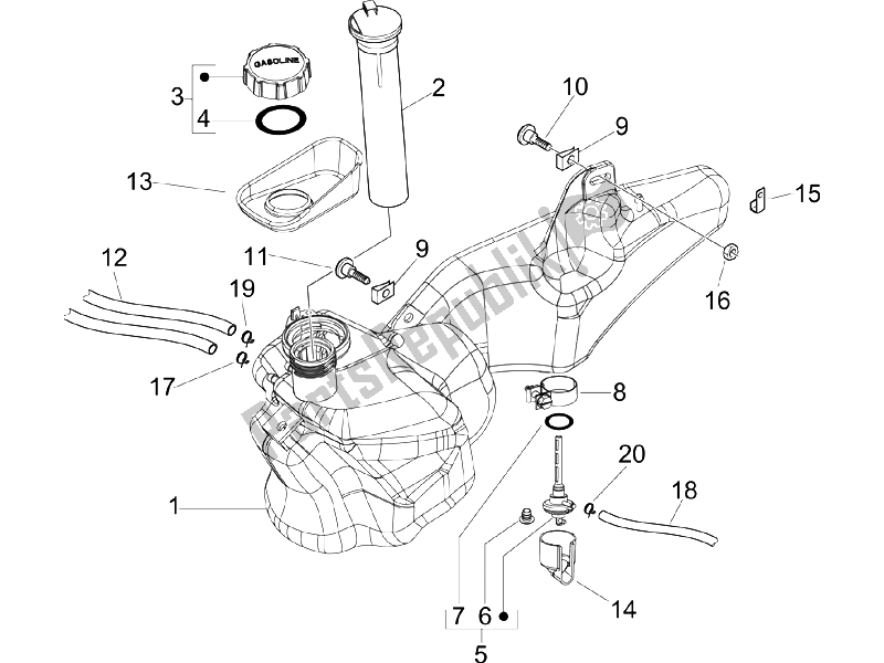 Toutes les pièces pour le Réservoir D'essence du Piaggio Liberty 50 4T 2005