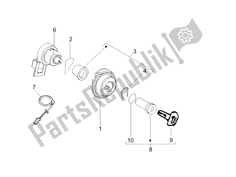 Toutes les pièces pour le Serrures du Piaggio Liberty 125 4T PTT I 2006