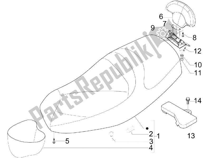 All parts for the Saddle/seats of the Piaggio MP3 250 IE MIC 2008