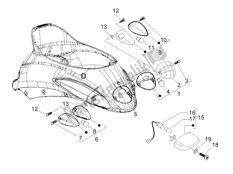 Toutes les pièces pour le Phares Arrière - Clignotants du Piaggio Liberty 200 4T E3 2006