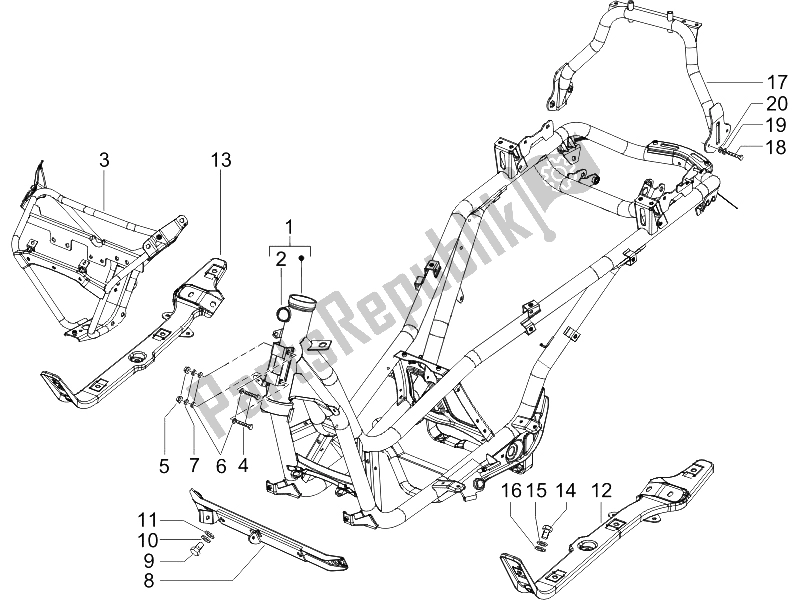 All parts for the Frame/bodywork of the Piaggio X8 250 IE 2005