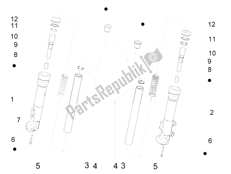 Toutes les pièces pour le Composants De La Fourche (escortes) du Piaggio X9 250 Evolution 2006