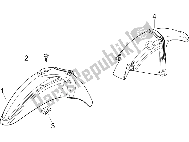 All parts for the Wheel Huosing - Mudguard of the Piaggio Liberty 50 4T Sport 2006