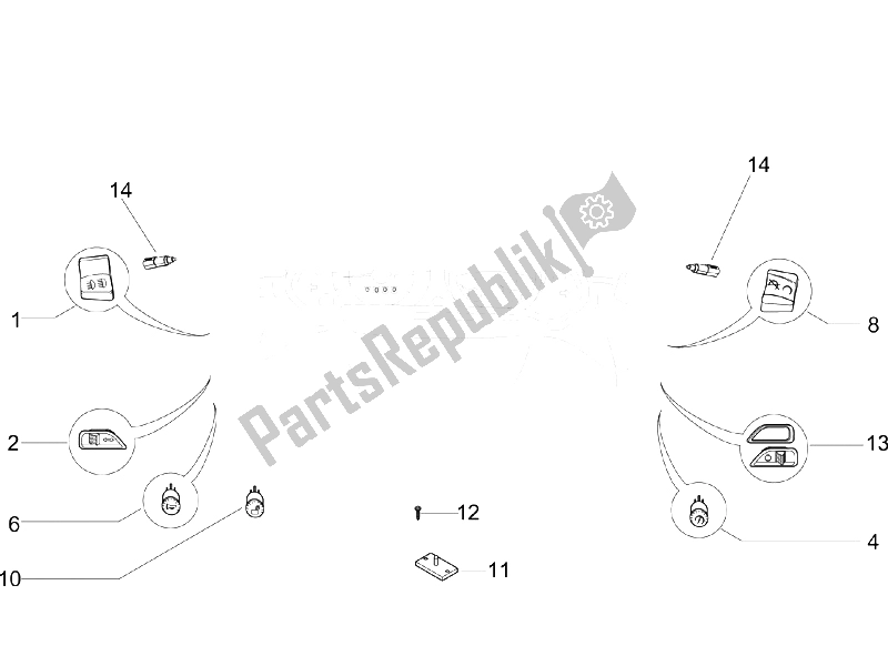 Toutes les pièces pour le Sélecteurs - Interrupteurs - Boutons du Piaggio BV 500 2005