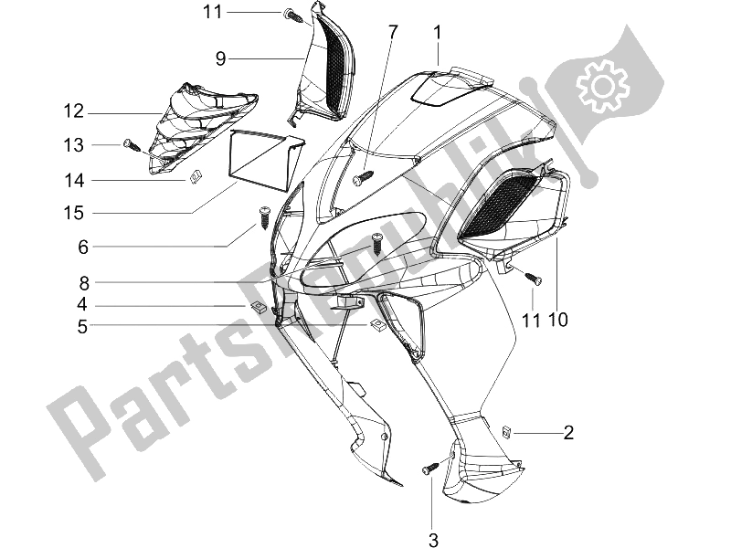 Toutes les pièces pour le Bouclier Avant du Piaggio NRG Power Pure JET 50 2005