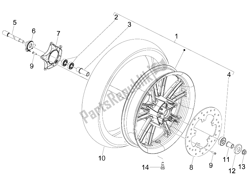 Tutte le parti per il Ruota Anteriore del Piaggio BV 300 IE Tourer USA 2009