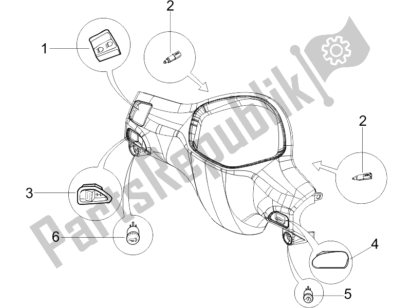 Toutes les pièces pour le Sélecteurs - Interrupteurs - Boutons du Piaggio Liberty 200 4T E3 2006