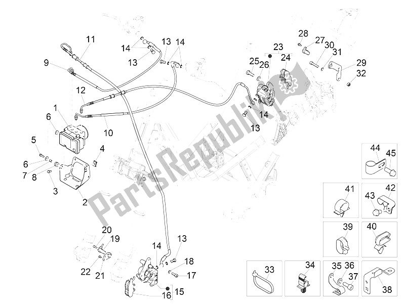 Todas las partes para Frenos Tubos - Pinzas (abs) de Piaggio Beverly 300 IE ABS E4 EU 2016