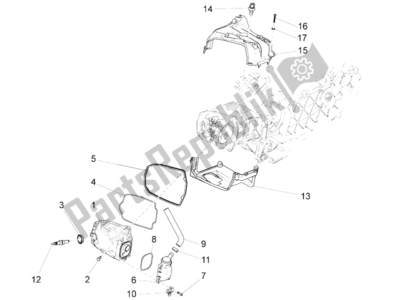 All parts for the Cylinder Head Cover of the Piaggio Liberty 150 Iget 4T 3V IE ABS EU 2015