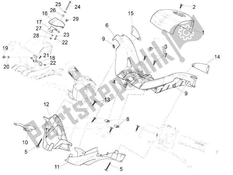 Toutes les pièces pour le Couvertures De Guidon du Piaggio X 10 125 4T 4V I E E3 2012