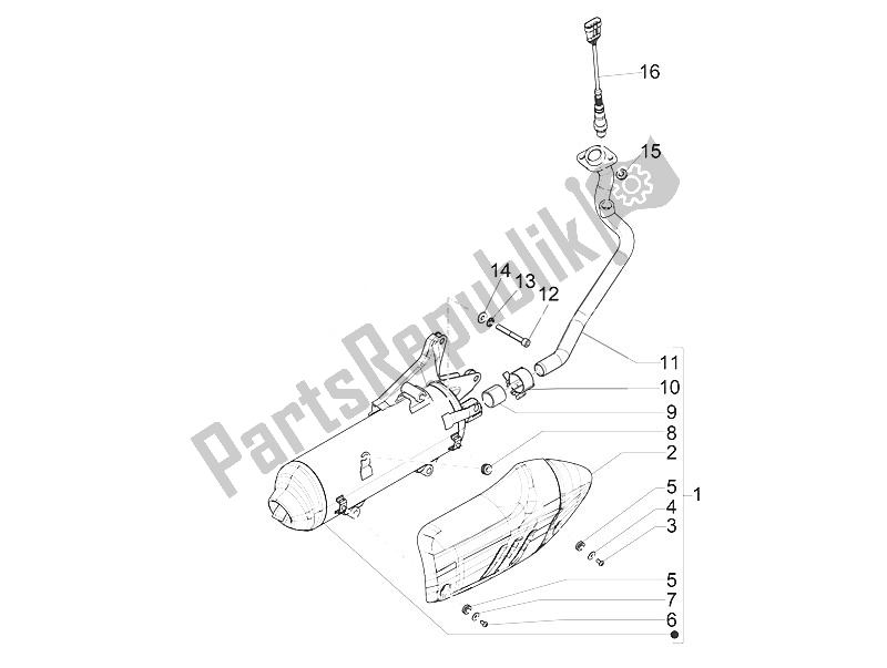 Toutes les pièces pour le Silencieux du Piaggio Medley 150 4T IE ABS Asia 2016