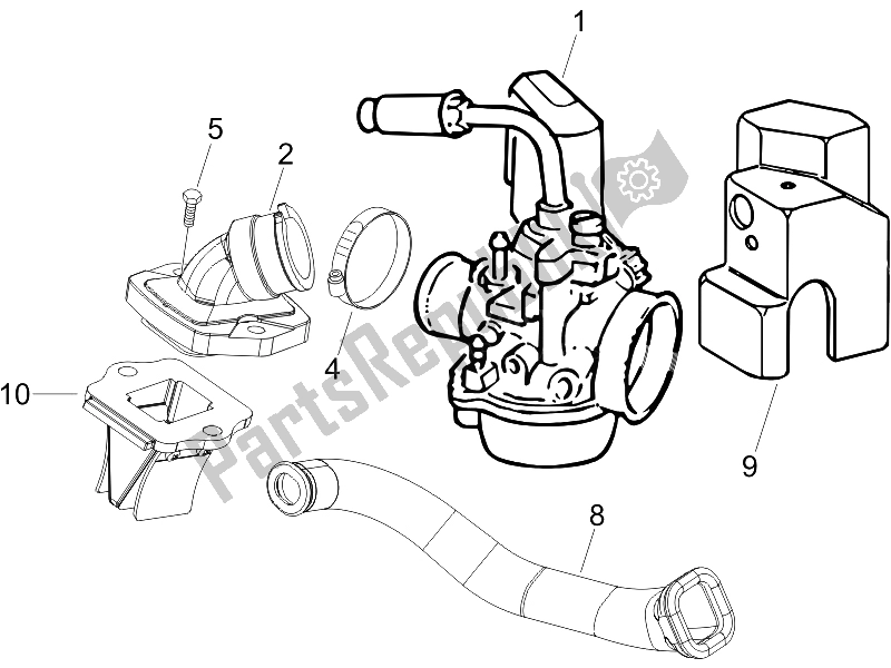 All parts for the Carburettor, Assembly - Union Pipe of the Piaggio Liberty 50 2T 2006