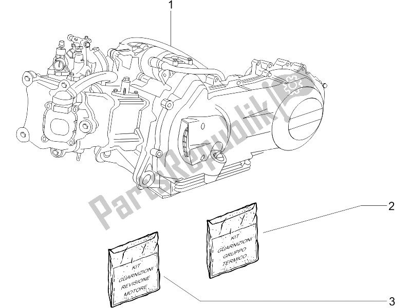 Tutte le parti per il Motore, Assemblaggio del Piaggio X8 250 IE UK 2005