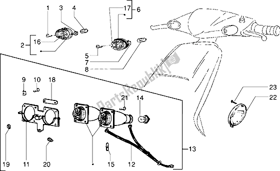 Todas as partes de Lanterna De Cabeça do Piaggio NRG MC2 50 1996
