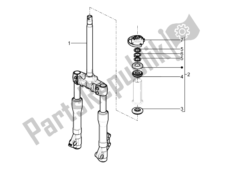 Todas las partes para Horquilla / Tubo De Dirección - Unidad De Rodamiento De Dirección de Piaggio Beverly 300 RST S 4T 4V IE E3 2010