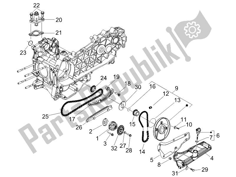 All parts for the Oil Pump of the Piaggio Carnaby 200 4T E3 2007